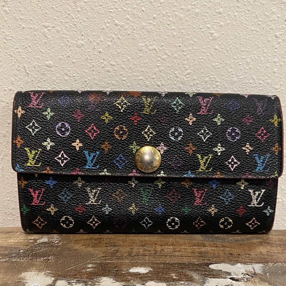 Louis Vuitton Black Murakami Multicolor Monogram Sarah Wallet